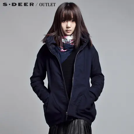 s.deer圣迪奥专柜正品立领拼接袖清新棉衣S12482317图片