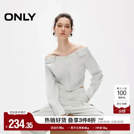ONLY奥莱夏季时尚设计感露肩吊带长袖短款衬衫女商品大图