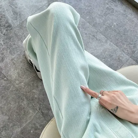 高腰阔腿牛仔裤女小个子2025新款秋季直筒宽松显瘦垂感薄款九分裤商品大图