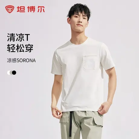 坦博尔2024夏季新款凉感透气圆领休闲舒适百搭男士t恤短袖上衣男图片