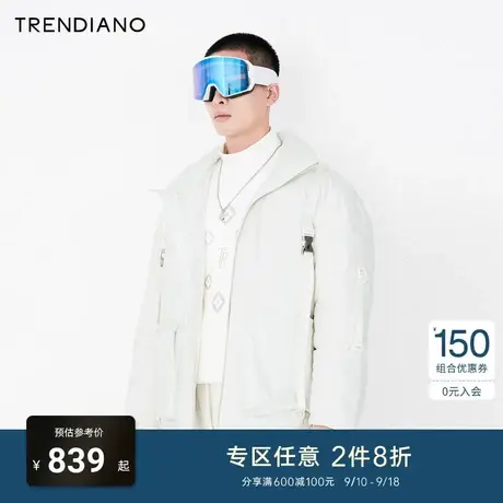 TRENDIANO官方潮牌男装秋冬时尚潮流扣带解构机能风立领羽绒服男图片