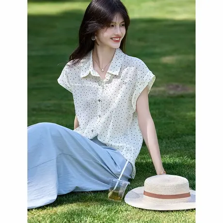 时尚气质衬衫2025年夏季新款女淑女甜美温柔减龄休闲波点上衣T商品大图