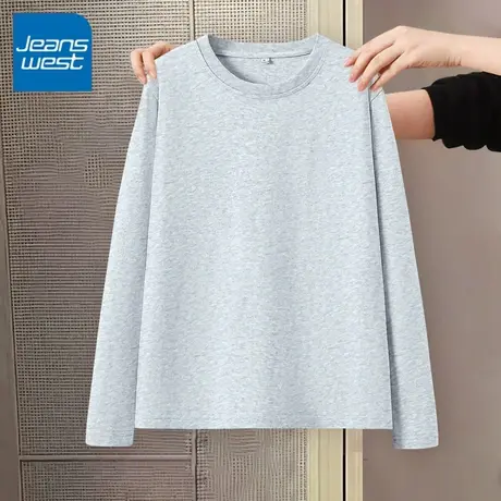 KV真维斯纯棉长袖T恤女2025新款 休闲百搭打底衫圆领宽松显瘦内搭商品大图
