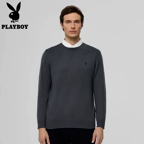 【立体流星雨】花花公子羊毛针织衫男圆领休闲打底衫毛衣2025新款图片