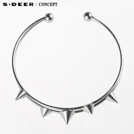 【新品】sdeer圣迪奥专柜正品女春复古朋克金属铆钉手镯51843B8图片