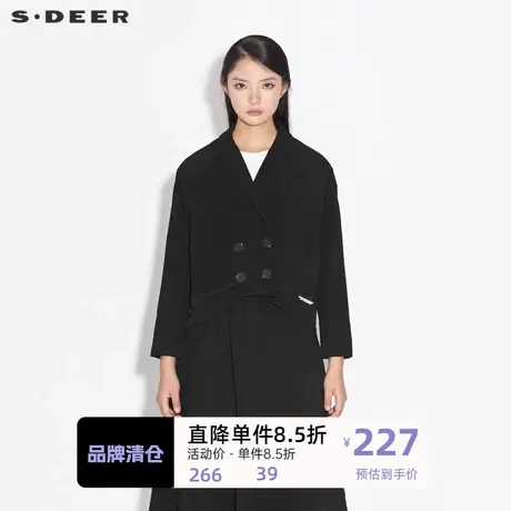 sdeer圣迪奥女装休闲西装领字母不规则灯芯绒外套S21382217图片
