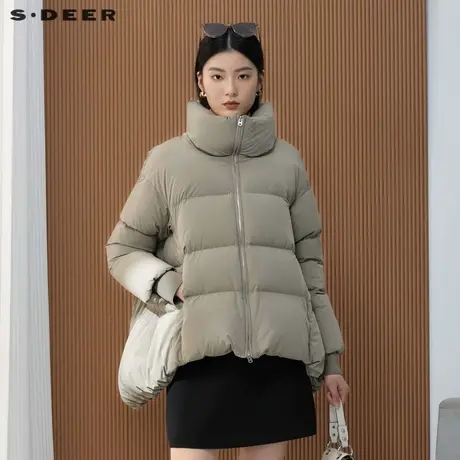 【直播间专属】sdeer圣迪奥时尚高领宽松茧型短款羽绒服S22483105图片