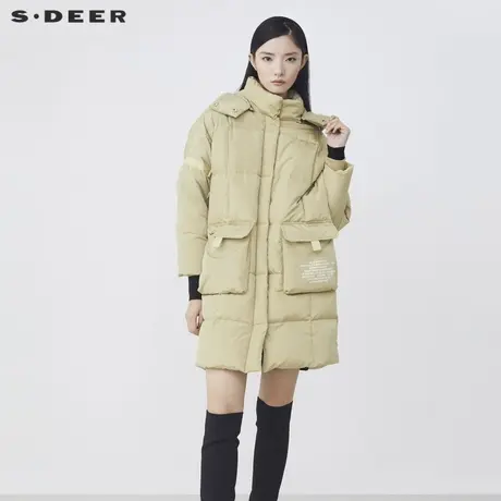 【直播间专属】sdeer圣迪奥高领连帽撞色字母款羽绒服S214Z2403图片