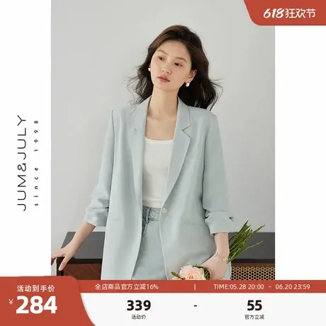 嘉茱莉夏季薄款七分袖西装外套女2025新款通勤休闲防晒西服上衣商品大图