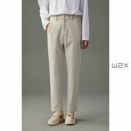 w2x春秋季麻花肌理纹仿灯芯绒休闲裤男直筒宽松长裤子百搭男裤潮商品大图