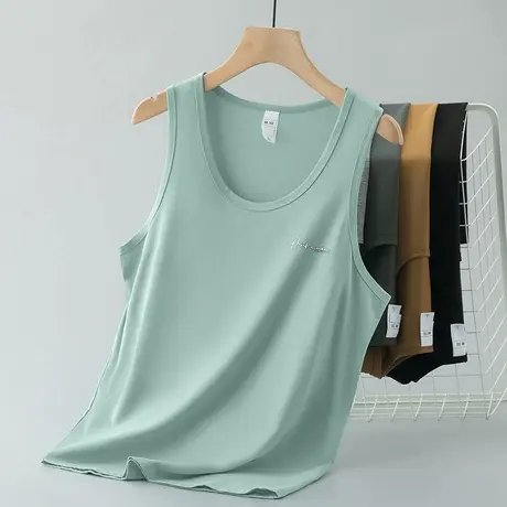 莫代尔背心男健身冰丝凉感速干运动篮球坎肩字母印花无袖吊带汗衫图片