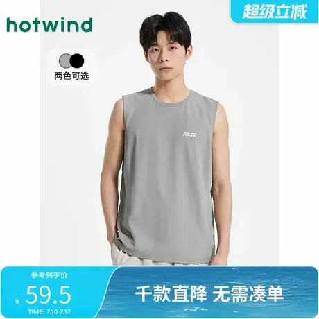 热风男士背心2025年夏季新款字母印花背心无袖运动短袖上衣T恤图片
