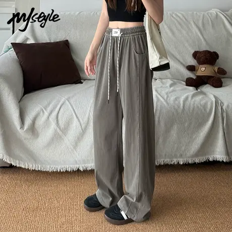 MJ STYLE天丝水洗牛仔裤女2025新款高腰长裤百搭休闲窄版直筒裤子商品大图