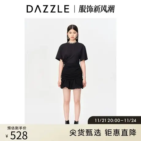 DAZZLE地素 奥莱法式黑色褶皱设计感显瘦小众短裙半身裙女图片