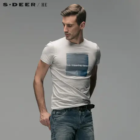 S.Deer/He【惠】圣迪奥渐变印花男士短袖T恤H14270159图片
