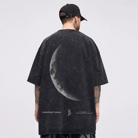 美式重磅t恤纯棉男生潮牌宽松怀旧风短袖复古水洗做旧大码男装潮商品大图