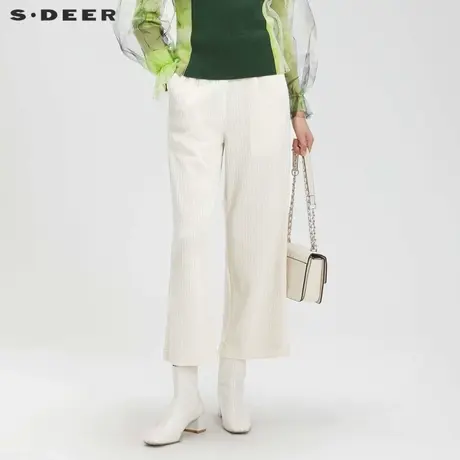 【直播间专属】sdeer圣迪奥复古松紧插袋灯芯绒阔腿长裤S221Z0803图片