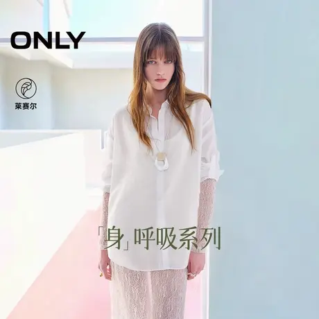 ONLY奥莱2025夏季新款通勤轻薄透气宽松翻领落肩袖纽扣长袖衬衫女商品大图