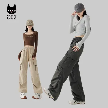 a02宽松阔腿工装裤子女2025新款运动休闲春夏季穿搭轻薄裤子商品大图