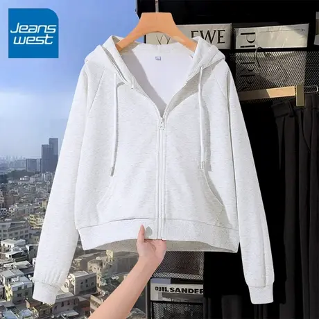 KV真维斯连帽外套女2025新款爆款纯色百搭简约宽松休闲运动上衣女图片