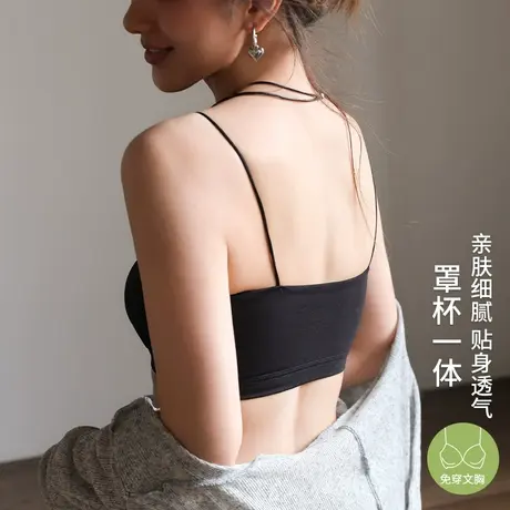 美背内衣女夏季薄款小胸聚拢带胸垫文胸一体式内搭抹胸小吊带背心商品大图