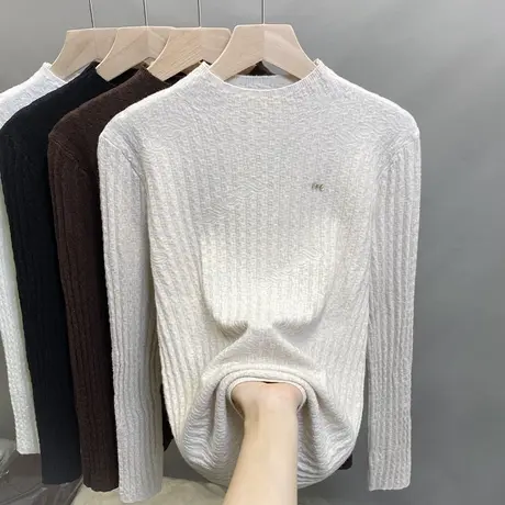 半高领毛衣女肌理打底衫2025春秋新款套头外穿针织衫内搭洋气上衣商品大图