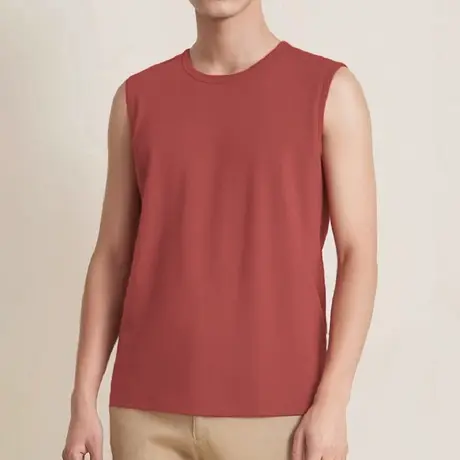 莫代尔运动背心男夏季冰丝凉感速干无袖t恤篮球健身坎肩纯色汗衫图片