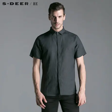 S.Deer/He【惠】圣迪奥棉麻休闲商务衬衫H14270450图片