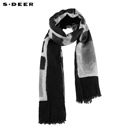 sdeer圣迪奥休闲流苏撞色晕染羊毛围巾S20383767图片