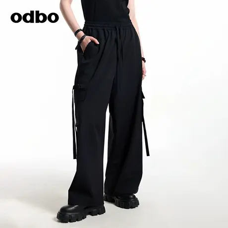 odbo/欧迪比欧工装裤女2025新款春季休闲裤宽松阔腿裤设计感长裤商品大图