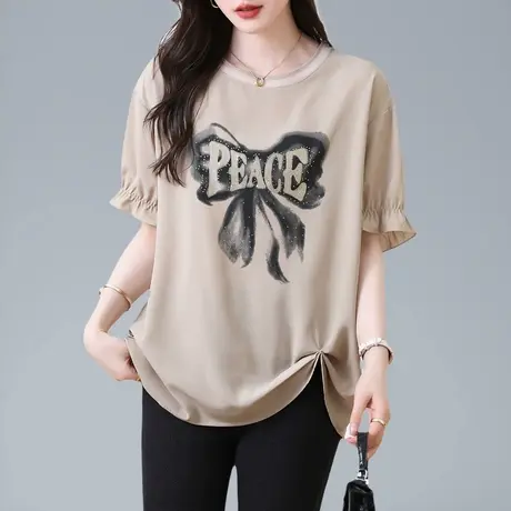 时尚短袖T恤女2025夏季新款设计感小众上衣洋气减龄显瘦短款小衫商品大图