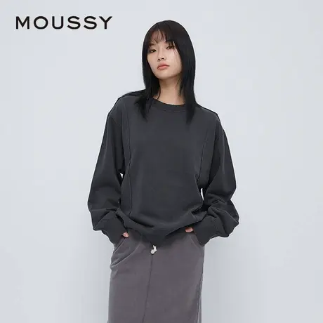 MOUSSY 夏季新品复古做旧感中性风圆领套头卫衣028HAA80-2861图片