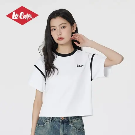 【重磅棉】Lee Cooper/李库珀 圆领纯棉t恤女款2025夏季显瘦短袖图片