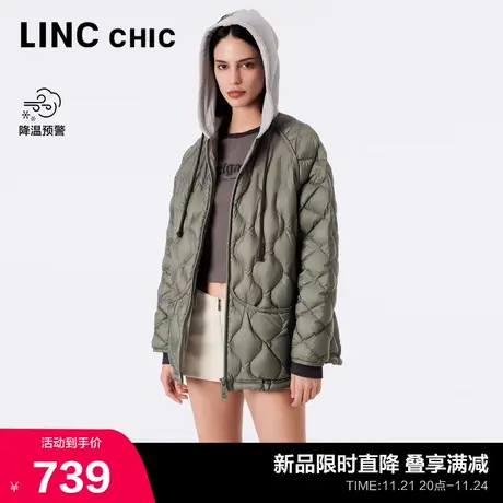 LINC金羽杰轻薄羽绒服女中长款23年秋冬新品松弛感羽绒罩衫2179图片