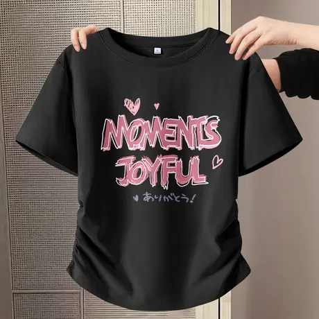 KV真维斯圆领正肩短袖T恤女2025新款 夏季薄款透气紧身小个子上衣商品大图