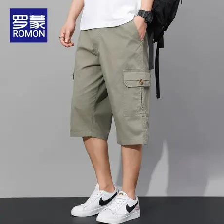 罗蒙男士七分裤爸爸装宽松休闲中裤薄款大码7分裤纯棉工装短裤男图片