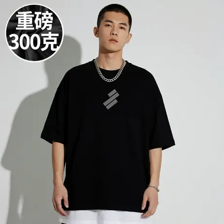 【100%棉】300斤大码男装美式复古宽松胖子加肥加大码半袖短袖T恤图片