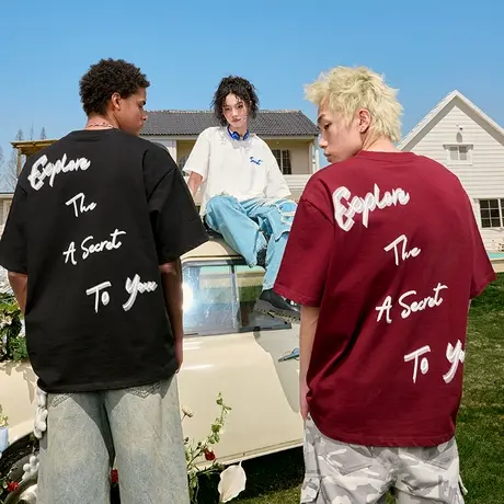 Nuthink美式潮牌字母印花短袖T恤重磅宽松半袖情侣男女2025夏新款图片