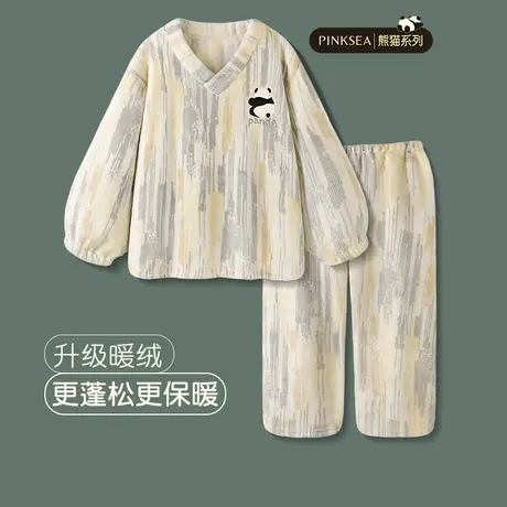 Pinksea睡衣秋季女款2024年新款加厚法兰绒套装冬季珊瑚绒家居服商品大图