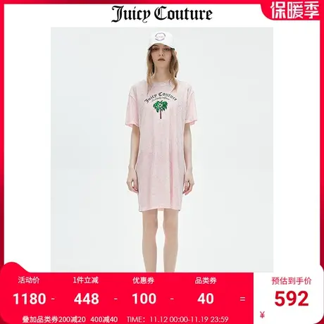 Juicy Couture橘滋连衣裙女2023夏季新款宽松显瘦天鹅绒短袖裙子商品大图