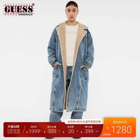 GUESSOriginals25年新款春季女士绒毛牛仔风衣外套-W5RG70D4XY0商品大图