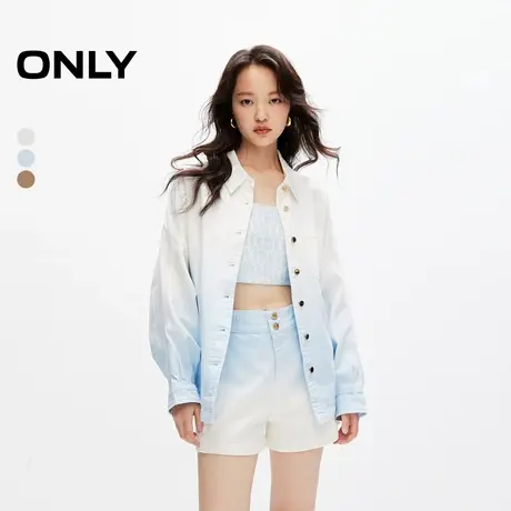 ONLY冬季时尚潮流宽松翻领渐变牛仔衬衫女|124262008商品大图