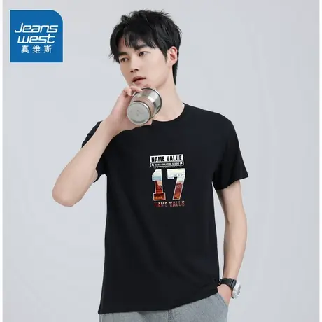 VO真维斯男装2025春季新款男士美式半袖潮流印花T恤休闲短袖上衣图片