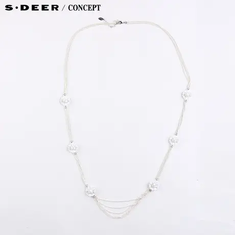 【新品】sdeer圣迪奥专柜正品优雅愫白花朵装饰项链S15484371图片