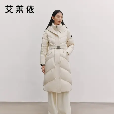艾莱依致感长款羽绒服女冬新款收腰连帽鹅绒保暖精致外套反季清仓商品大图