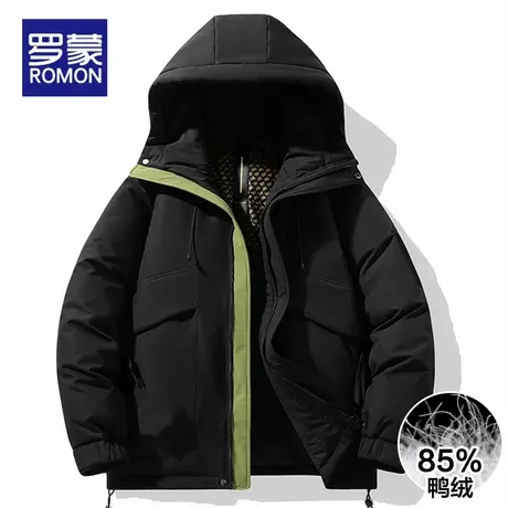 罗蒙冬季男士工装连帽羽绒服男款2025新款户外潮流保暖外套情侣款商品大图