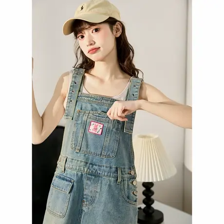 唐狮牛仔背带裙女新款春季女装背带连衣裙女春秋小个子穿搭官方图片