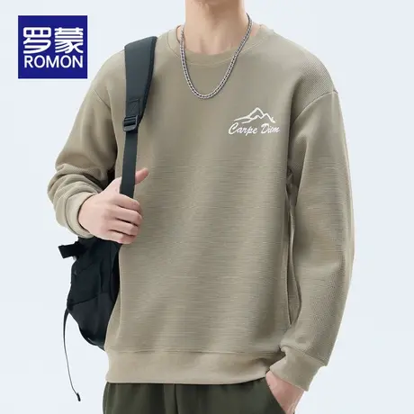 罗蒙卫衣男士2025春秋季新款圆领套头衫男装长袖T恤运动休闲上衣图片