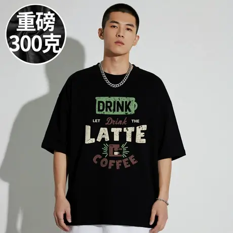 【100%棉】300斤大码男装美式潮牌宽松胖子加肥加大码半袖短袖T恤图片