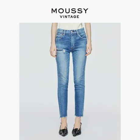 MOUSSY VINTAGE 2025夏季新品磨破毛边铅笔裤牛仔裤540GSC12-1330商品大图